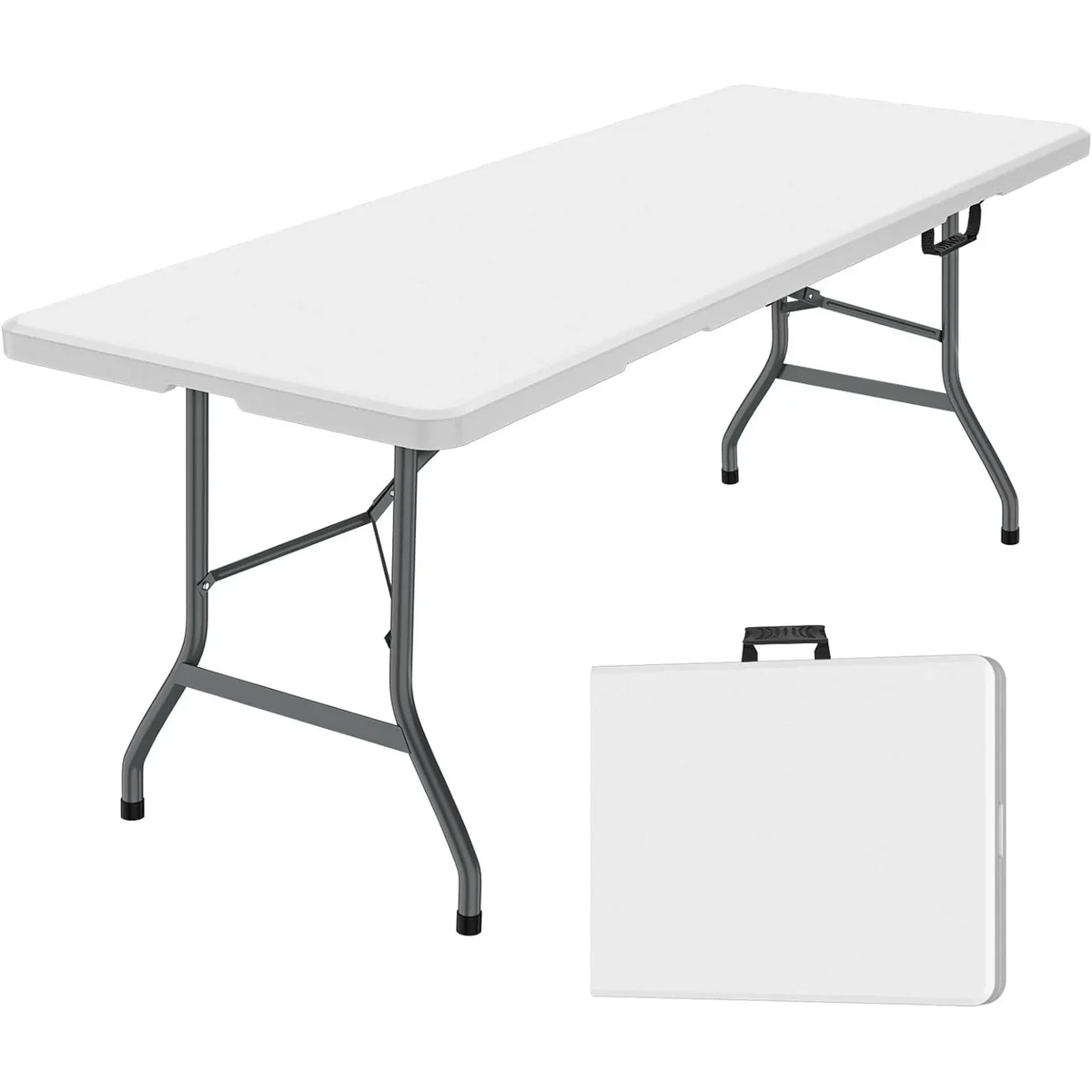 White six-foot folding table